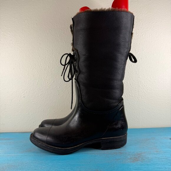 VELETTO Rubber & Suede Lace Up Fur Lined Boots sz 38 US 7.5 - Picture 3 of 9